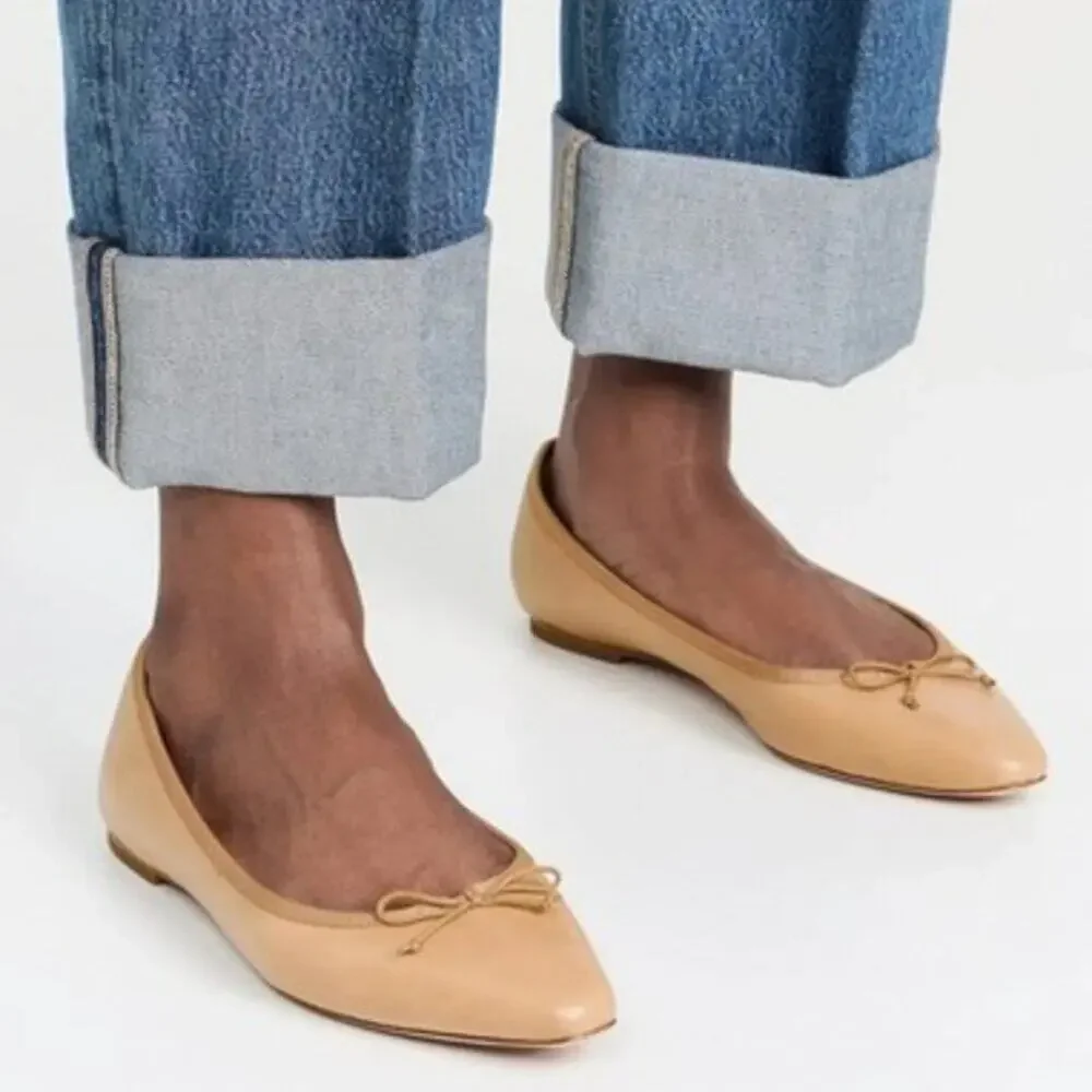 NEW Veronica Beard Catherine Leather Bow Ballet Flats